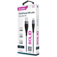 USB - Кабель OLMIO SOLID, USB 2.0 - Type-C, 1.2м, 2.1A